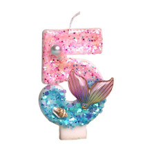 Ocean Mermaids Theme Number Candle For Birthday Cake Toppers-5