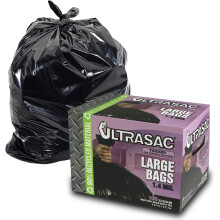 Aluf Plastics 792763 Ultrasac Heavy Duty Professional Quality Trash Bag, 33 Gallon Capacity, 39" Length x 33" Width, Large, Black (Case of 100)
