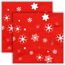 Guardanapos de Natal com Flocos de Neve Vermelhos, 2 Camadas, 40 Unidades