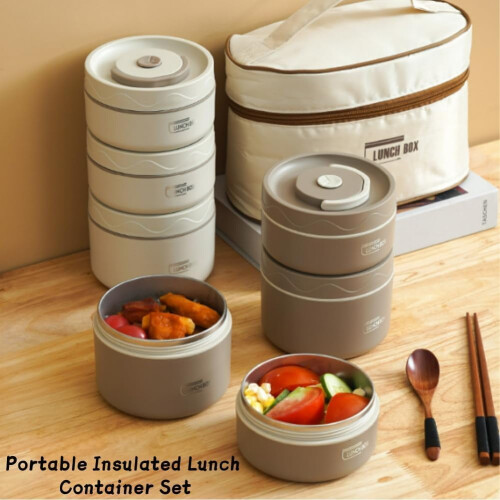 Insulated Stainless Steel Bento Box Set, 2-4 Compartments 2