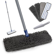 Masthome Flat Mop, Microfibre Mops with 4 Reusable Pads, Floor Dust Mops for Wet Dry Use, Suit for Cleaning Laminate Tile Hardwood Floors - Send