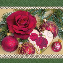 Ambiente Paper Napkins Lunch/Party/ca. 33x33cm Romantic Rose Green -Christmas - Ideal As A Gift And Decoration