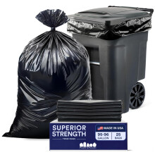 Plasticplace 95-96 gallon Garbage Can Liners ? 3 Mil ? Black Heavy Duty Trash Bags ? 61? x 68? (25Count)
