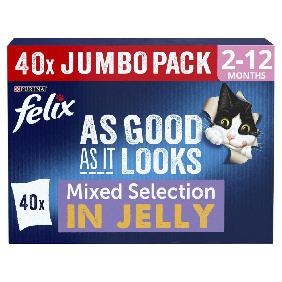 Felix As Good As It Looks Kitten Mixed Selection In Jelly Wet Cat Food 40X85g