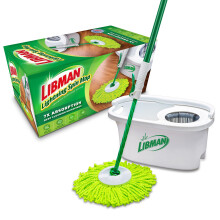Libman Lightning Spin Mop System | Mop and Bucket with Wringer Set | Spin Mop | Mops for Floor Cleaning | Hardwood Floor Mop | 1 Total Mop Head