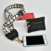 Lanière bandoulière ajustable pour téléphone avec pochette zippée