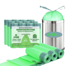 72 Organic Waste Bags 20 L with Drawstring, Bin Liners for Compost Containers, 4 Rolls, 72 Pieces, Kitchen Food Bin Bags, Biodegradable Bag, Organic