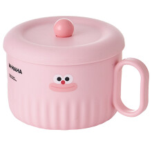 Roestvrijstalen noedelkom met deksel en handvat, roze (1 stuk)