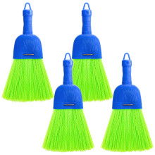 SOUJOY 4 Pack Whisk Broom, Small Handheld Brush Hand Broom Hang Hole, Poly Fiber Hand Brush for Indoor Porches Floors Decks Driveways, Table,