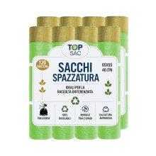 GECO Green ECOmmerce - 120 Waste Bags 40 Litres - 55 x 65 cm with Pull and Close Handles | Waste Bin Bags for Separated Collection - Anti-Drop, Ultra