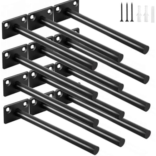 12 Pack Black Steel Floating Shelf Brackets 6"