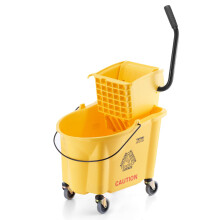 VEVOR Mop Bucket & Wringer Combo on Wheels, 35 Qt. Side-Press Mop Bucket for Professional/Industrial/Business Floor Cleaning, Yellow