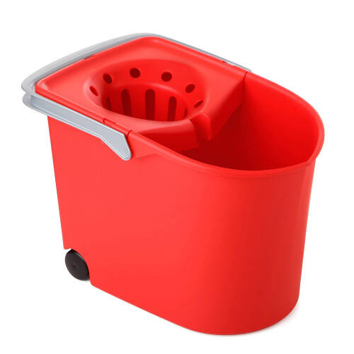 Tatay Rectangle Squeezer Bucket with Wheels, Red