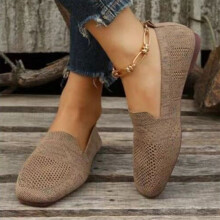 Sapatos femininos plus size sem cadarço, modelo slip-on, cor marrom, tamanho 37.