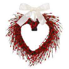 Heart-Shaped Twig Door Hanging with White Ribbon