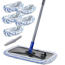 Masthome Extra Large Microfiber Mop for Floor Cleaning, 16? Flat Mop with 5 Reusable & Washable Mop Refills for Wet & Dry Use, Dust Mop for Hardwood