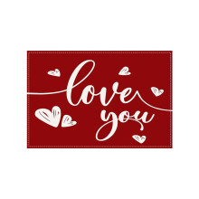 Valentine's Linen Placemat Red 'Love You' Design