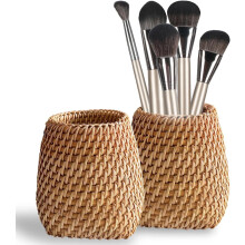 Handmade wicker pen holder rattan cylinder2-pack