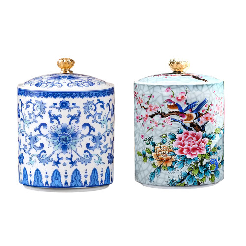 Ceramic Canister Shaker For Tea Salt Kitchen-blue and white 1