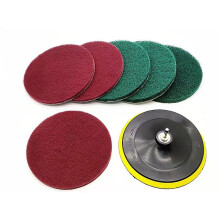 Super Large Size 7 Inch Drill Powered Brush Tile Scrubber Scouring Pads Cleaning Kit, 2 Different Stiffness, 7-Inch Disc Pad Holder with 6 Scrubbing