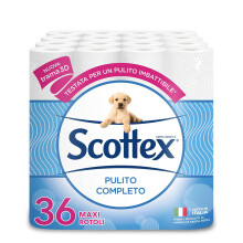 Scottex Clean Complete Hygienic Paper, Pack of 36 Maxi Rolls - 3620 Gr