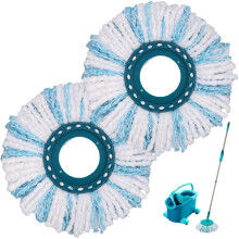 WR Microfibre Mop Compatible with Leifheit Clean Twist System (2, White and Blue)