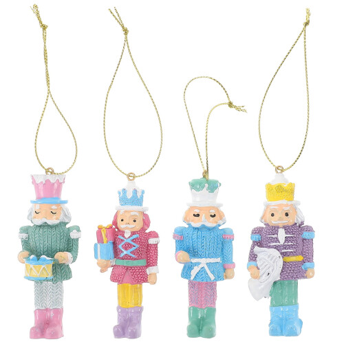 Resin Nutcracker Ornament Set 4pcs