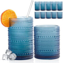 Set di 12 bicchieri highball con decorazione a rilievo – da 10 oz e 11,8 oz
