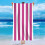 Serviette de plage rayée bleu roi et blanc 76 x 152 cm 1