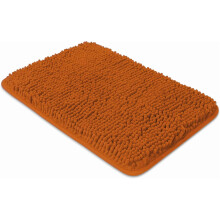 Korallenfarbener Chenille-Badeteppich, saugfähig, rutschfest, 43 x 61 cm
