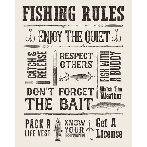 Fishing Wall Art Poster, Rustic Canvas Print, 1 Piece