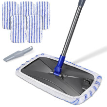 MASTERTOP Microfibre Flat Mop, Extended Wet Dry Large Floor Mop with 5 Reusable Pads & Telescopic Handle, Dust Mops for Laminate Wooden Hard Floor