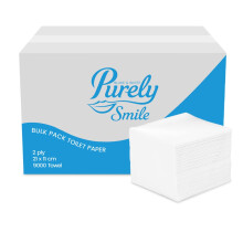 Blake & White 2-Ply Toilet Paper Bulk Pack - Purely Smile Strong & Ultra Absorbent Toilet Paper for Public Restrooms & Leisure Centers - Interfold