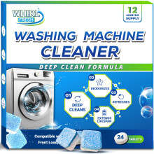 Whirl Fresh Washing Machine Cleaner Tablets, 24 Pack?Deep Cleaning Tablets for Top & Front Load HE Washer Cleaners, Descaler & Deodorizer, Septic
