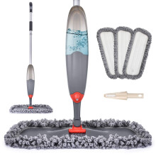Microfibre Spray Floor Mops for Floor Cleaning, Domi-patrol Cleaning Mops for Hardwood Laminate Tiles Floors, Dry Wet Mop Dust Mops with 3 Mop Heads
