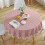 Round tablecloth cotton-linen stripe tassel 150cm 1