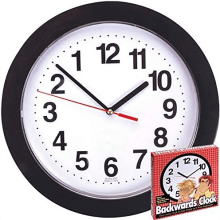 Black Reverse Wall Clock, Analog, Battery-Powered