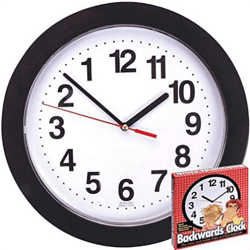 Black Reverse Wall Clock, Analog, Battery-Powered