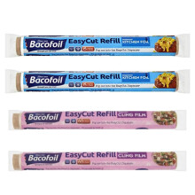 2 x EasyCut Cling Film Refill Rolls 350mm x 60m Total of 120 mtrs of Clingfilm with 2 x EasyCut Kitchen Foil Refill Rolls 300mm x 15m Total of 30m of