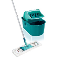 Leifheit Profi Compact Wringer Set, XL 42cm Flat Mop Head, 3-part Handle, Easy Wringing System, Turquoise