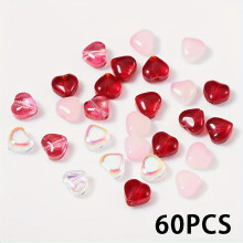 Cuentas de vidrio Love de 6 mm, 60 u 80 unidades para joyería DIY.