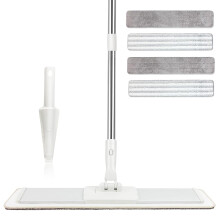 CQT Commercial Flat Microfiber Floor Mop Cleaning System 20" Inch Wet Dry and Dust Hardwood with 4 Washable Pads Cleaner for Laminate Tile Stainless