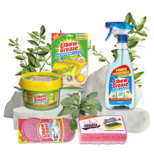 Elbow Grease Cleaning Paste Glass, Crockery & Surface Cleaner | Glass Cleaner, Cleaning Paste, Microfibre Cloth Double Sided, Pink Scrubbing Pad,