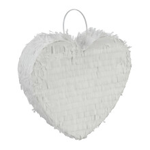 Relaxdays Pinata, heart shape, kids & adults, JGA & wedding, for filling, HxWxD 24x25x7.5 cm, whipped pinata, white, 1 piece.
