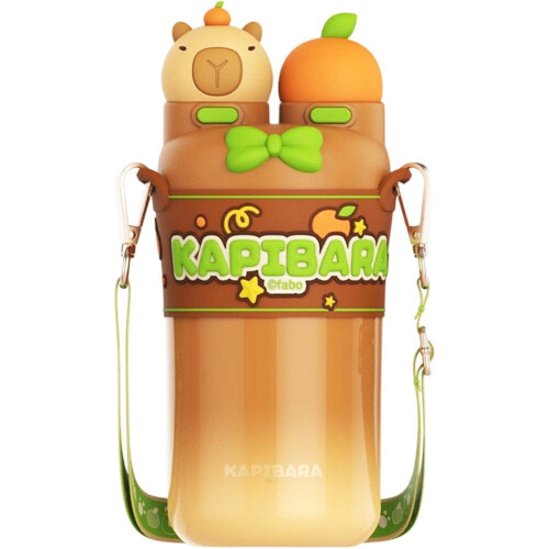 Garrafa de água Capybara com dupla abertura, 750ml e alça.