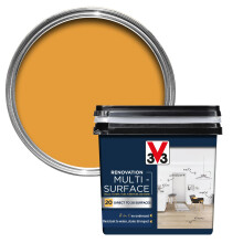 V33 Renovation Multi-Surface Paint - No Undercoat Needed - Over 20 Surfaces - Resistance To Water Stains & Impact - High Coverage - Honey Yellow Satin