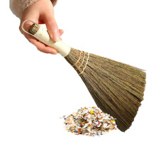 Little Broom Round Handle Brushes 10.2inch Mini Indoor Grass Whisk Broom Wooden Straw Corn Floor Cleaning Sweeping Handmade Dust Brush Small for Sofa