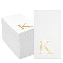 Sparkle and Bash 3-Ply Letter K Cocktail Napkins - Gold Initial Napkins & Personalized Style for Wedding Reception & Party Foil Table Decoration - 100