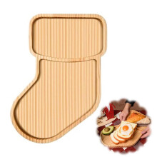 Bandeja de madera navideña para servir con diseño de gorro de Papá Noel