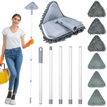 TAOPE Wall Cleaning Mop, Ceiling Cleaner Tool Duster with 200 CM Long Handle, Grey Window Cleaning Equipment Foldable Mop with 6 Replacement